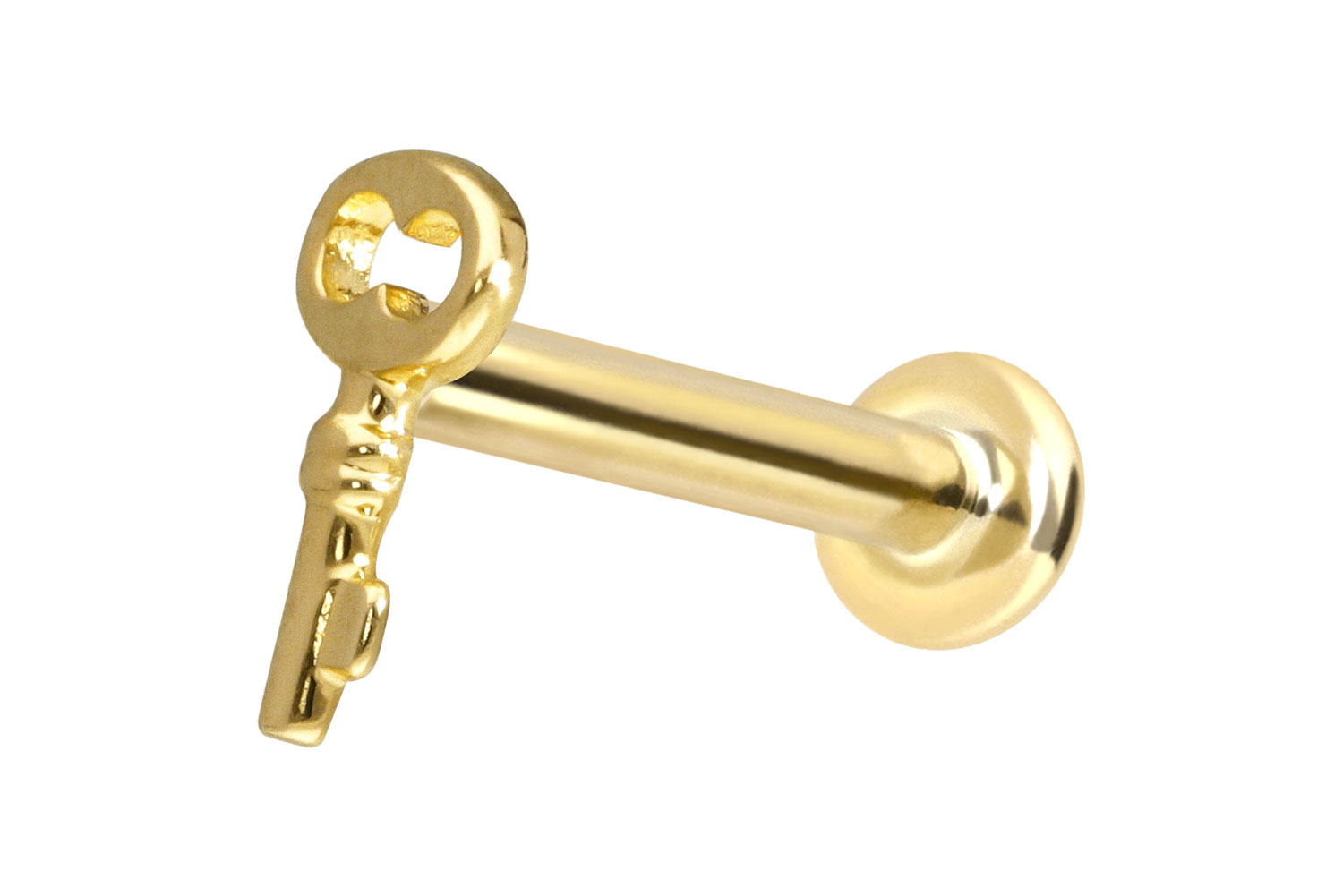 14 Karat Gold Labret Piercing mit Push Fit SCHLÜSSEL